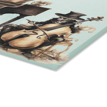 Load image into Gallery viewer, Elegant Skeleton Musicians Glass Cutting Board