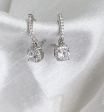 Load image into Gallery viewer, Sterling Silver Crystal Hoop Earrings