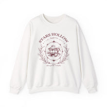 Load image into Gallery viewer, Stars Hollow sweatshirt, Gilmore Girls sweatshirt, Stars Hollow crewneck, cozy fall sweatshirt, burgundy crest sweatshirt, sand ash white sweatshirt, vintage style sweatshirt, cozy gift for her, classic town sweatshirt, coffee lover sweatshirt, Lukes Diner sweatshirt, Dragonfly Inn sweatshirt, soft cotton sweatshirt, heavyweight crewneck, nostalgic sweatshirt, TV show sweatshirt, comfy winter sweatshirt