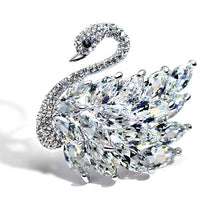 Load image into Gallery viewer, Crystal Swan Rhinestone Brooch Pin