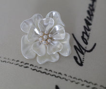 Load image into Gallery viewer, Camellia Brooch Pearl &amp; Rhinestone Pin
